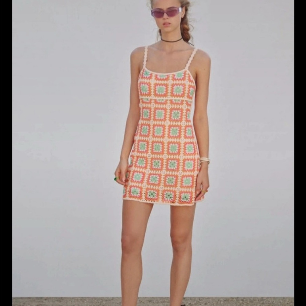 Vibrant Crochet Mini Dress
